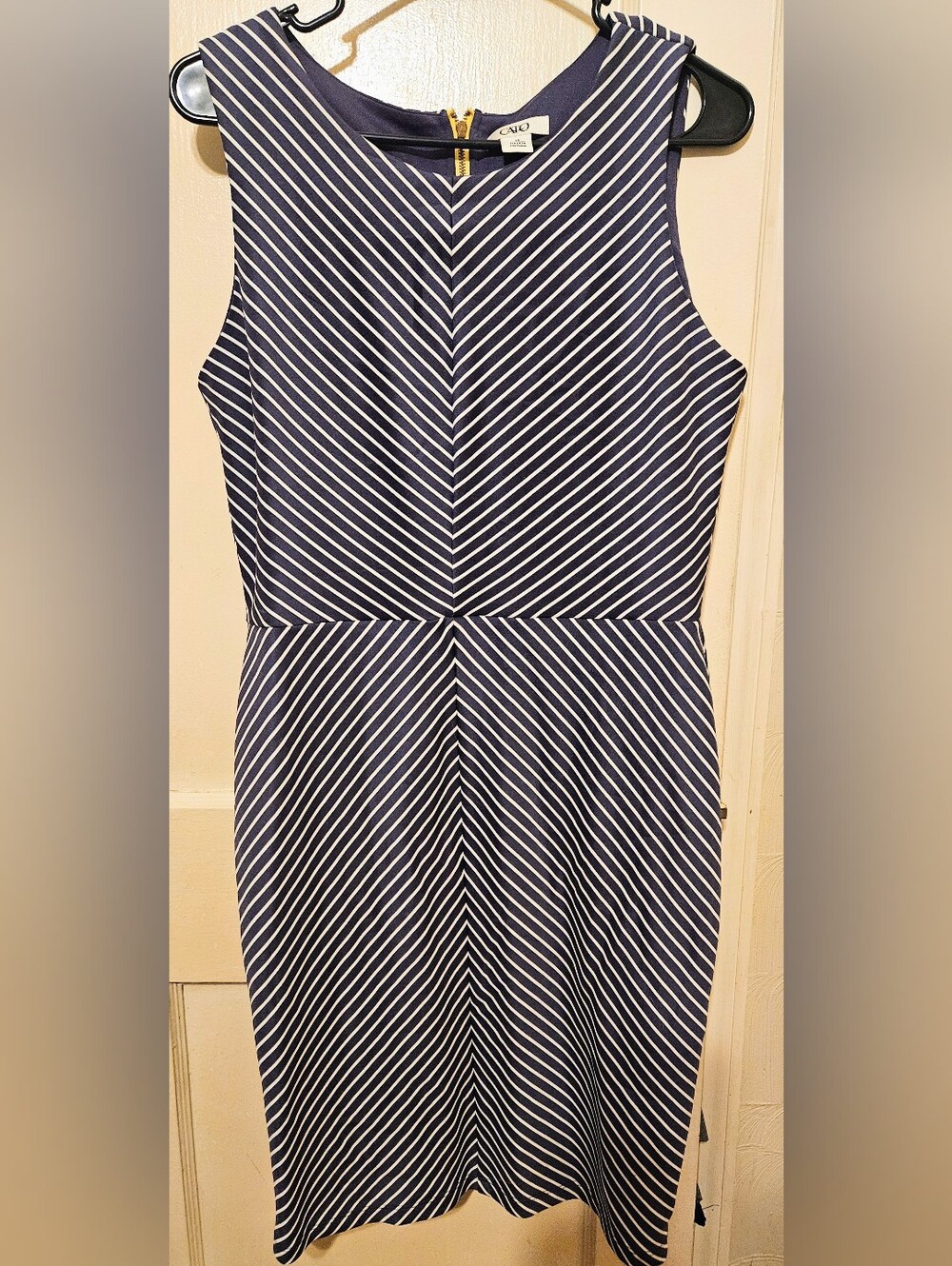 Women’s Blue and White Striped Sheath Dress
